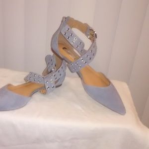 Baby Blue Suede Flats